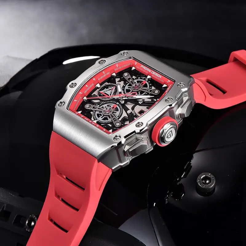 Pagani Design Chronograph Red & Silver Combination Men's Watch- PD-YS011